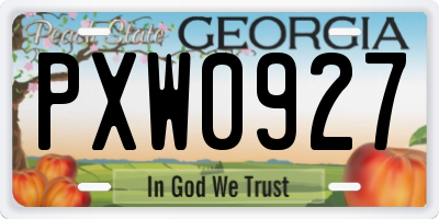 GA license plate PXW0927