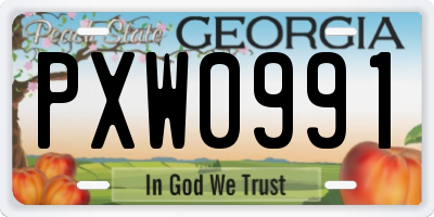 GA license plate PXW0991