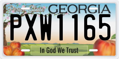 GA license plate PXW1165