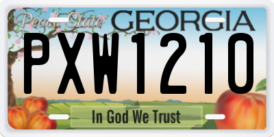 GA license plate PXW1210