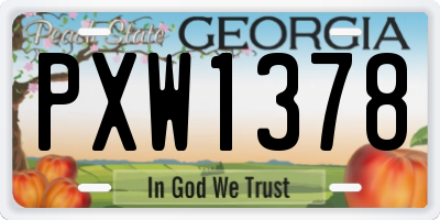GA license plate PXW1378