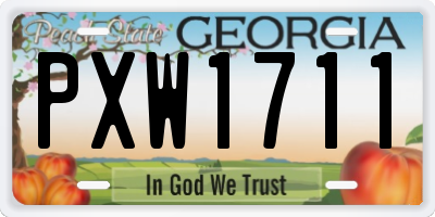 GA license plate PXW1711