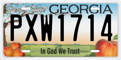 GA license plate PXW1714