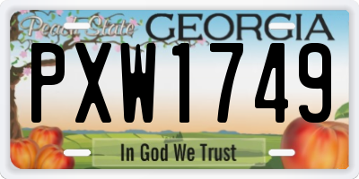 GA license plate PXW1749