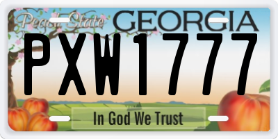 GA license plate PXW1777