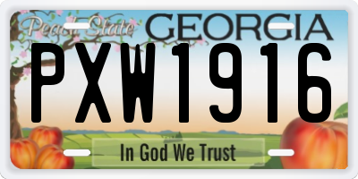 GA license plate PXW1916
