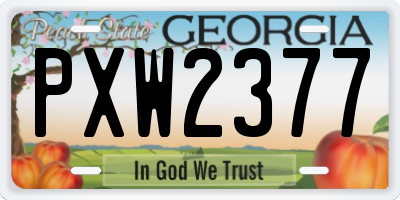 GA license plate PXW2377