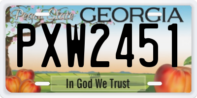 GA license plate PXW2451