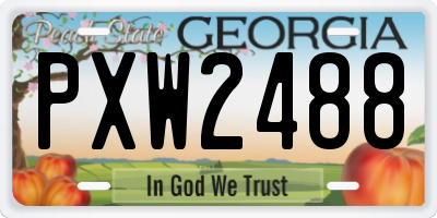 GA license plate PXW2488