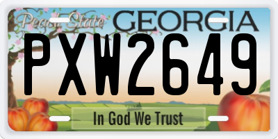 GA license plate PXW2649