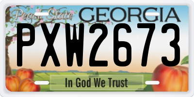 GA license plate PXW2673