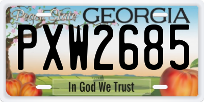GA license plate PXW2685