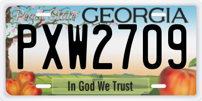 GA license plate PXW2709