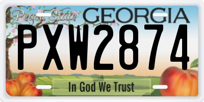 GA license plate PXW2874