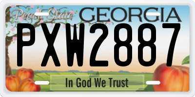 GA license plate PXW2887