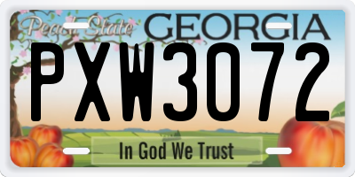 GA license plate PXW3072