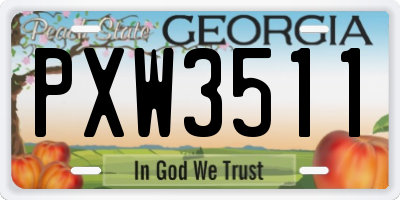 GA license plate PXW3511