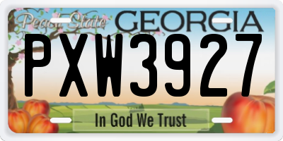 GA license plate PXW3927