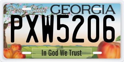 GA license plate PXW5206