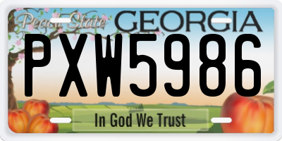 GA license plate PXW5986