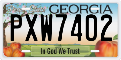 GA license plate PXW7402