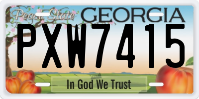 GA license plate PXW7415