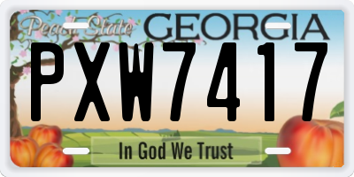 GA license plate PXW7417