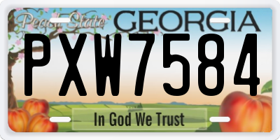 GA license plate PXW7584