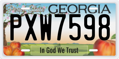 GA license plate PXW7598