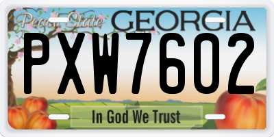 GA license plate PXW7602