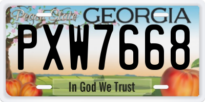 GA license plate PXW7668