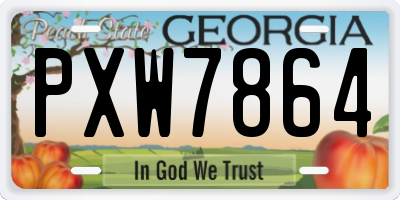 GA license plate PXW7864