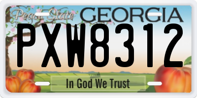 GA license plate PXW8312