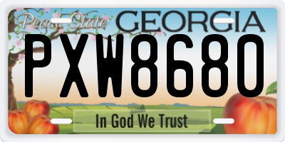 GA license plate PXW8680