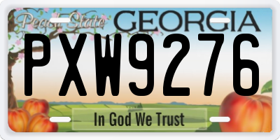 GA license plate PXW9276