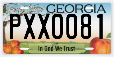 GA license plate PXX0081