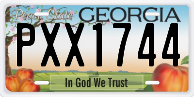 GA license plate PXX1744