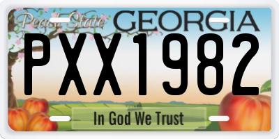 GA license plate PXX1982