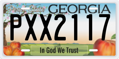 GA license plate PXX2117