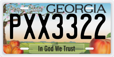 GA license plate PXX3322