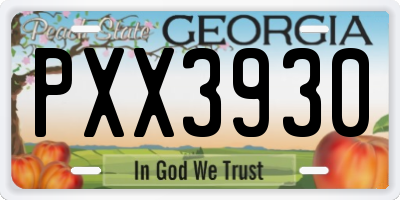 GA license plate PXX3930