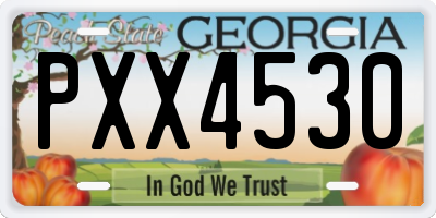 GA license plate PXX4530