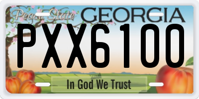 GA license plate PXX6100
