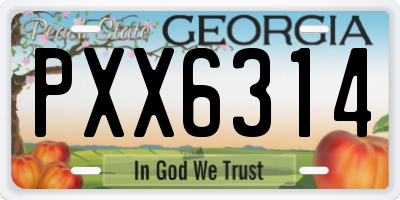 GA license plate PXX6314