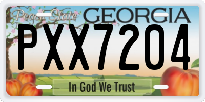 GA license plate PXX7204