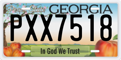 GA license plate PXX7518