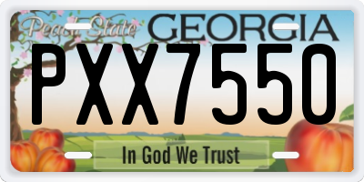 GA license plate PXX7550