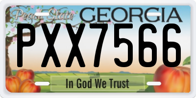 GA license plate PXX7566