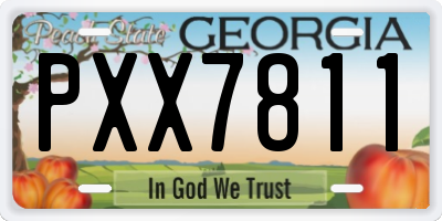 GA license plate PXX7811