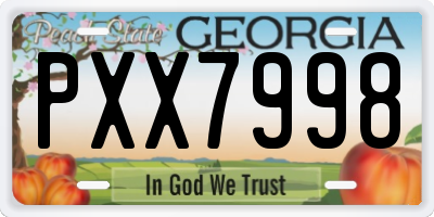 GA license plate PXX7998